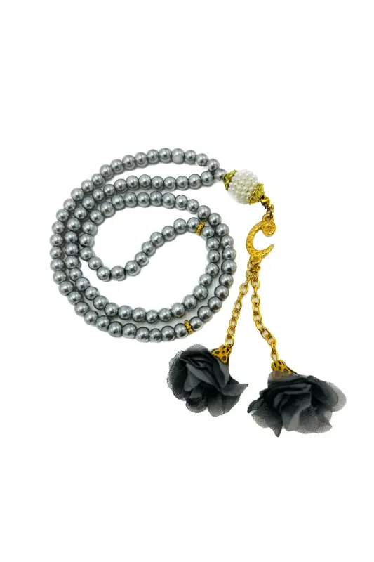 10 Rosary with 99 Glass Beads with Roses (Mawlid-Circumcision-Hajj-Umrah) - GRAY - LENAGIFTWORKSHOP