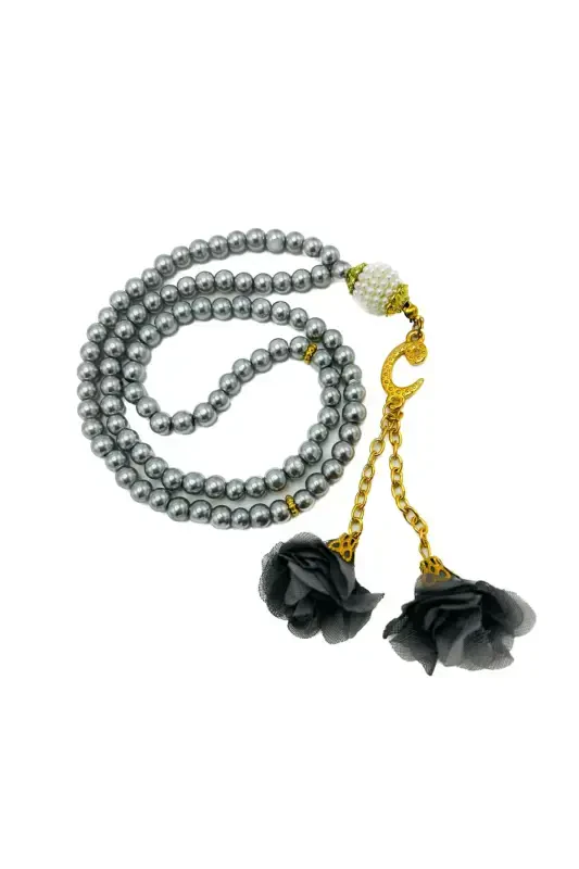 10 Rosary with 99 Glass Beads with Roses (Mawlid-Circumcision-Hajj-Umrah) - GRAY - 1