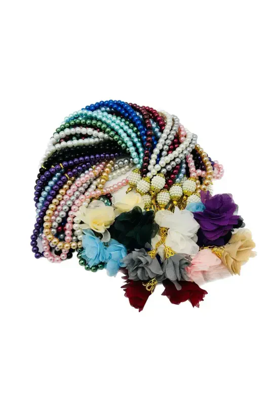 10 Rosary with 99 Glass Beads with Roses (Mawlid-Circumcision-Hajj-Umrah) - GRAY - 2