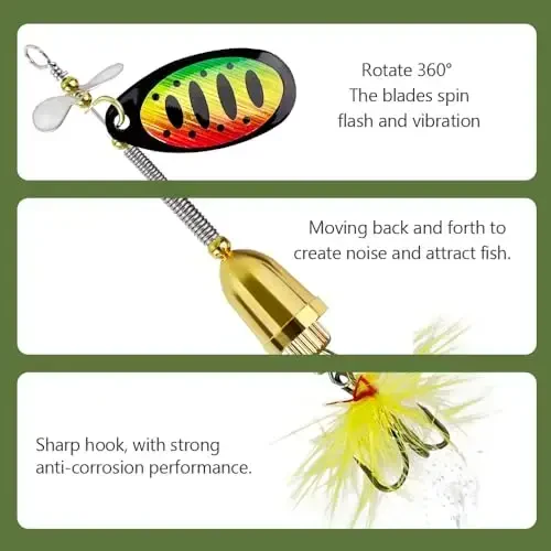 10 шт. Приманка для рыбалки Spinnerbait, набор приманок для окуня, форели, лосося из твердого металла с 2 ящиками для снастей от Tbuymax - 5
