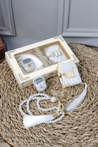 10 шт. - Зикрматический тасбих со стразами TesbiModazoneatik Бархатный мини-коран Набор жемчужных тасбих 99 шт. - Белый - 1