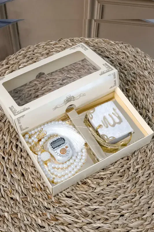 10 шт. - Зикрматический тасбих со стразами TesbiModazoneatik Бархатный мини-коран Набор жемчужных тасбих 99 шт. - Белый - 3