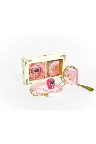 10 шт. - Зикрматический тасбих со стразами TesbiModazoneatik, мини-коран в бархатном переплете, набор жемчужных тасбих на 99 бусин - розовый - 8