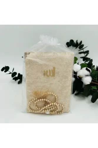 10 Adet Gold Hediyelik Tül Keseli Kadife Yasin Cüzü Ve Inci Tesbih Seti ( Mevlit-sünnet-hac-umre) - GOLD - 2