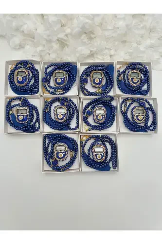 10 штук подарочных саксовых синих зикраматиков и набора четок для Мевлида-хаджа-умры в коробке-саксовый синий - 1