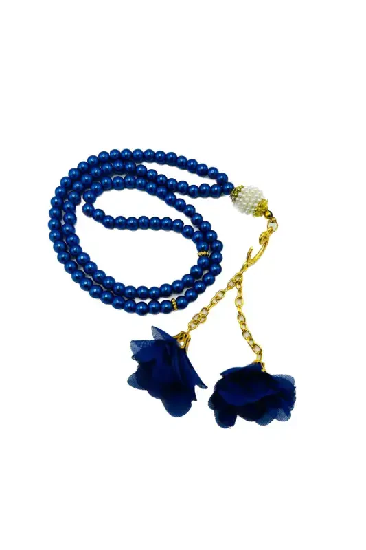 10 штук розового стеклянного жемчужного молитвенного розария 99 (Мевлит-обрезание-хадж-умра) - ТЕМНО-СИНИЙ - 1