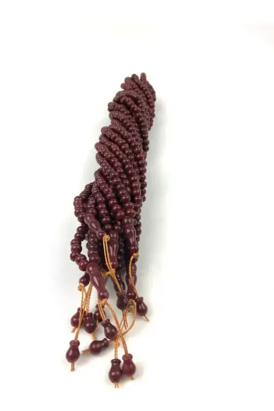 10 ta - 8mm 99 talikli Akril Namoz Tasbehi - Tarqatiladigan Tasbeh - Mevlud Sovg'asi оптом Tasbeh - Bordo-Bordo - 2