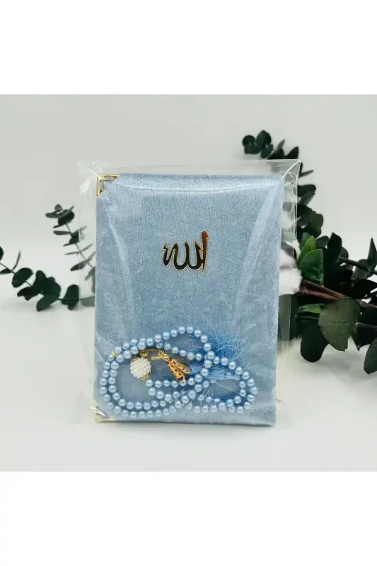 10 ta Bebemavi sovg'a jelatinida baxmal Yosin kitobi va marvarid tasbeh to'plami (Mavlid-haj-umra-sunnat) - MAVIY - 2