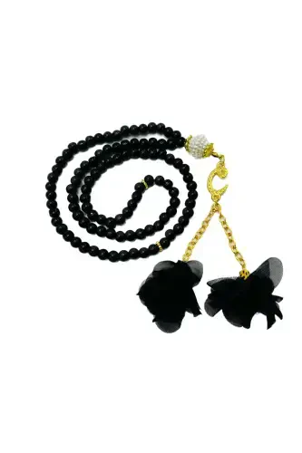 10 ta gulli 99 talik shisha munchoqli namoz tasbehi (Mavlud-sunnat-haj-umra) - QORA - 1