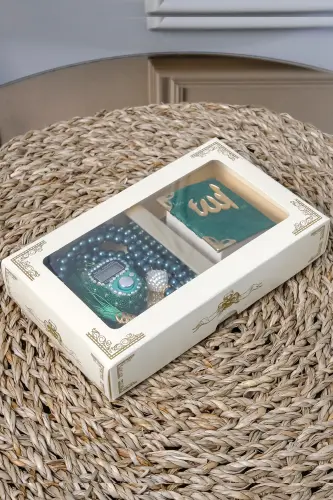 10 ta - Toshli Zikrmatik TasbehModazoneatik Kadife bilan qoplangan Mini Qur'on 99 ta Marvarid Tasbeh to'plami - Yashil - 5