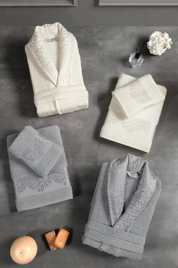 10 тақсим кутили жакар нақшли халат тўплами | Халат - 2