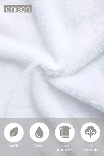 10 White Hand Towels - 50x90 Cm, 225 Gr, 100% Co - 5