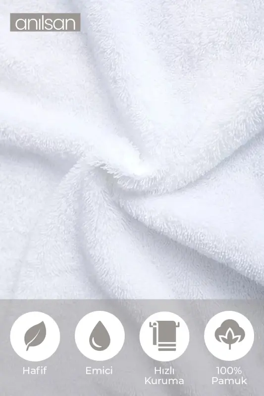 10 White Hand Towels - 50x90 Cm, 225 Gr, 100% Co - 5