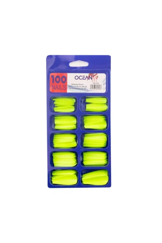 100 Boxed Ballerina False Nail Set - 234-Neon - 1