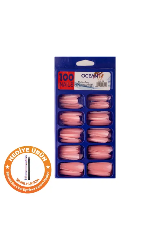 100 Boxed Ballerina False Nail Tips - 232-Light Pink - 1