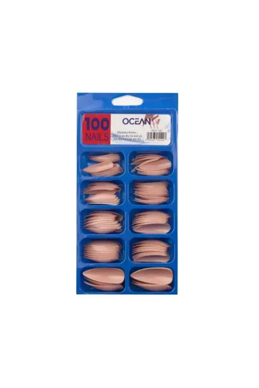 100 Boxed Stiletto False Nail Tips - 120-Dark Pink - OCEAN