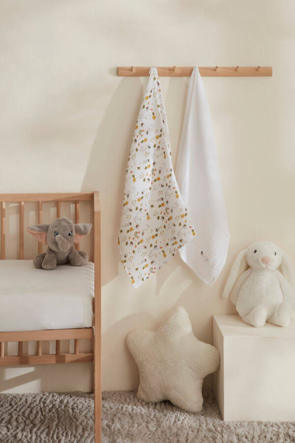 100% Cotton 2-Piece Baby Muslin Set Bathrobe Yellow - 1