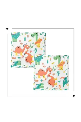 100% Cotton 2-Piece Muslin Baby Blanket Baby Cover Multipurpose Cover 100x100 Size Soft Texture-Dinosaur - 3