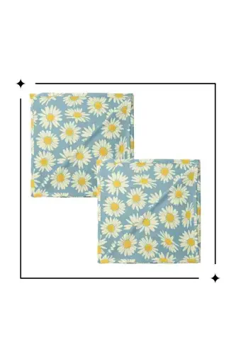 100% Cotton 2-Piece Muslin Baby Blanket Baby Swaddle Multi-Purpose Cover 100x100 Size Soft Texture-Daisy - 3