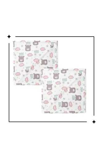 100% Cotton 2-Piece Set Muslin Baby Blanket Baby Blanket Multi-Purpose Cover 100x100 Size Soft Texture-King Bear - 3