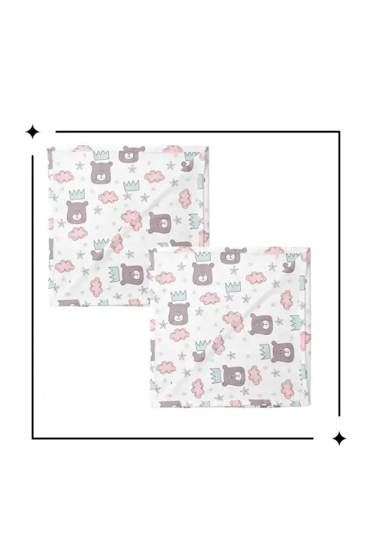 100% Cotton 2-Piece Set Muslin Baby Blanket Baby Blanket Multi-Purpose Cover 100x100 Size Soft Texture-King Bear - 3