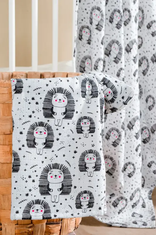 100% Cotton 2-Piece Set Muslin Baby Blanket Baby Swaddle Multi-Purpose Cover 100x100 Size Soft Texture-Hedgehog - LUNANINO