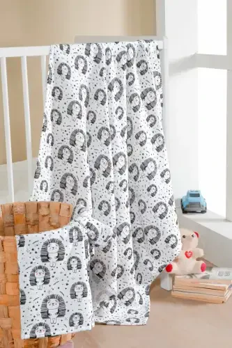 100% Cotton 2-Piece Set Muslin Baby Blanket Baby Swaddle Multi-Purpose Cover 100x100 Size Soft Texture-Hedgehog - Modazone (1)