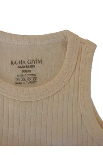 100% Cotton 3-Pack Snap Baby Bodysuit / Cotton Baby Undershirt / Baby Snap / Organic-Cream - KA-HA GIYIM (1)