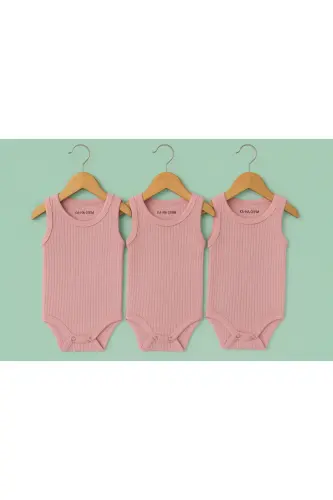 100% Cotton 3-Pack Snap-Crotch Baby Bodysuit / Cotton Baby Undershirt / Baby Snap-Crotch / Organic-salmon 