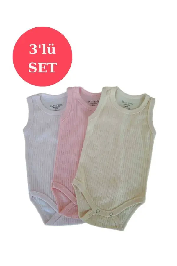 %100 Cotton 3-Piece Snap Baby Bodysuit / Cotton Baby Tank Top / Baby Snap / Organic - 1