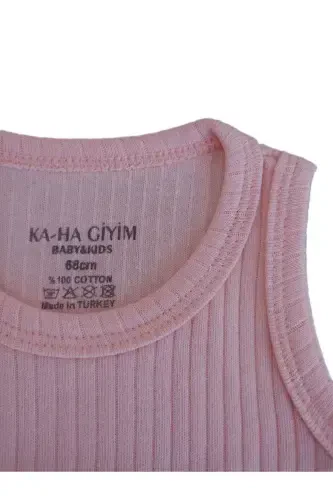 100% Cotton 3-Piece Snap Baby Bodysuit / Cotton Baby Undershirt / Baby Snap / Organic-pink salmon white - 4