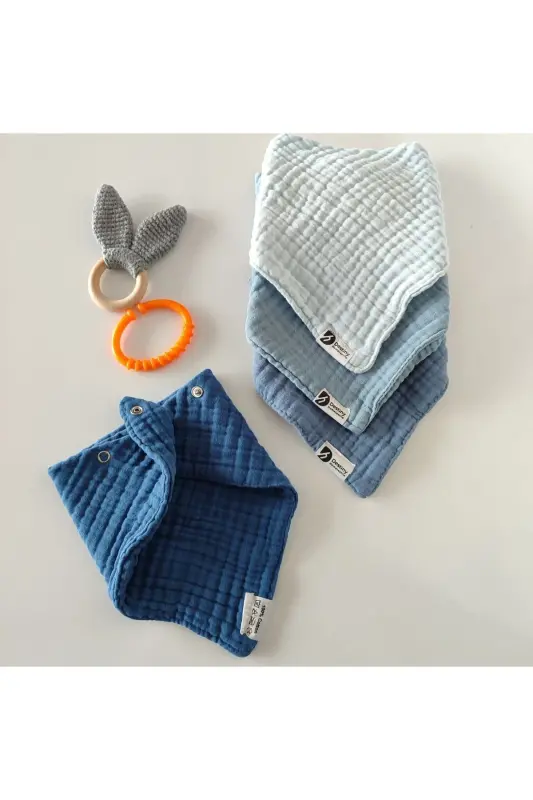 100% Cotton 8-Layer Muslin Cloth 4-Pack with Three Snaps - 1