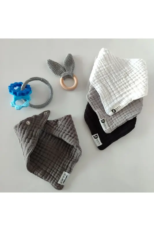 100% Cotton 8-Layer Muslin Cloth, 4-Pack with Three Snaps - 2