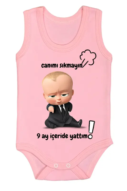 %100 Cotton 9 Months Inside I Lay Printed Romper & Bodysuit-Pink - 6