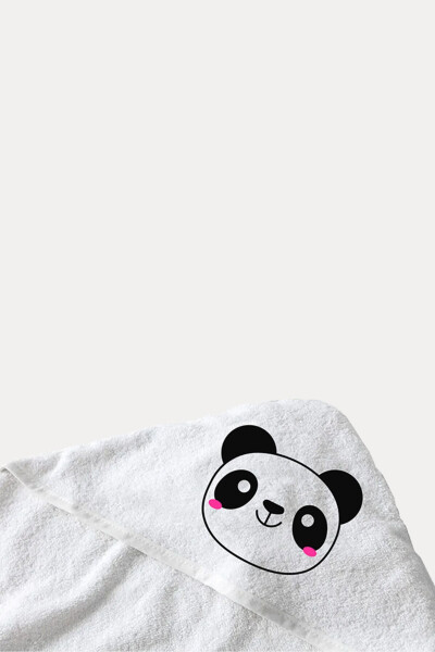 100% Cotton Baby Towel Swaddle - Baby Bath Towel 75x75cm Panda Pattern - 4
