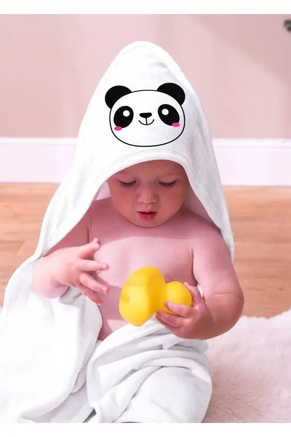 100% Cotton Baby Towel Swaddle - Baby Bath Towel 75x75cm Panda Pattern - 1