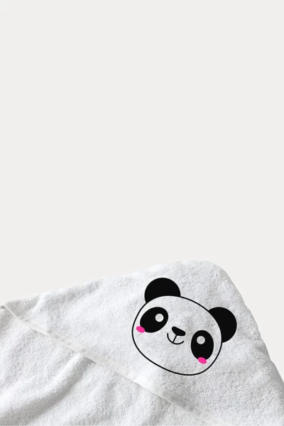 100% Cotton Baby Towel Swaddle - Baby Bath Towel 75x75cm Panda Pattern - 4