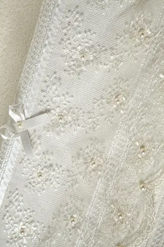 100% Cotton Beaded Guipure 6-Piece Towel Set 50x85-Cream - 4