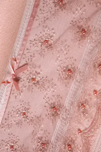 100% Cotton Beaded Guipure 6-Piece Towel Set 50x85-Powder - 4