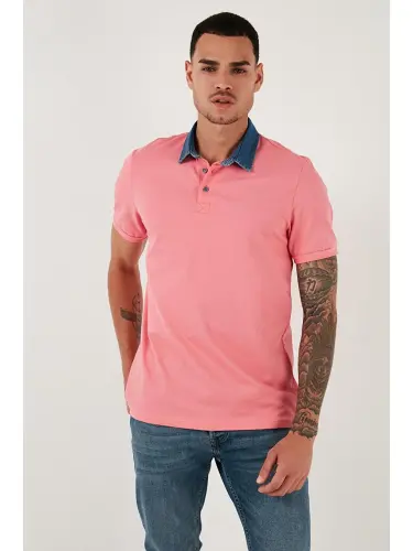 100% Cotton Buttoned Regular Fit Polo Neck T-Shirt Men's Polo Neck T-Shirt 5902134-Pink - 2