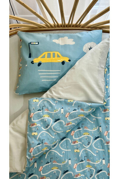 100% Cotton Car Patterned 100x150 Baby Bedding Set with Sheet - 1