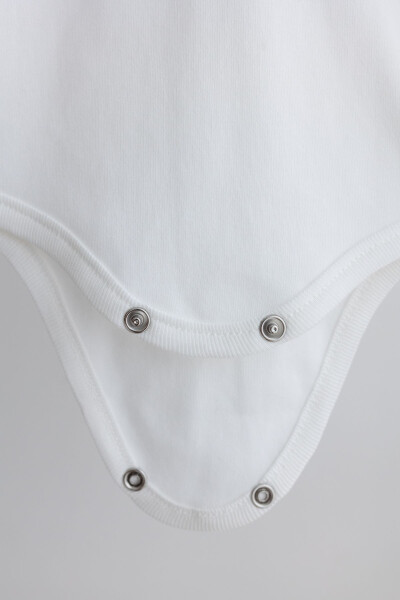 100% Cotton Combed 5-Pack Off-White Short Sleeve Baby Bodysuit - 4