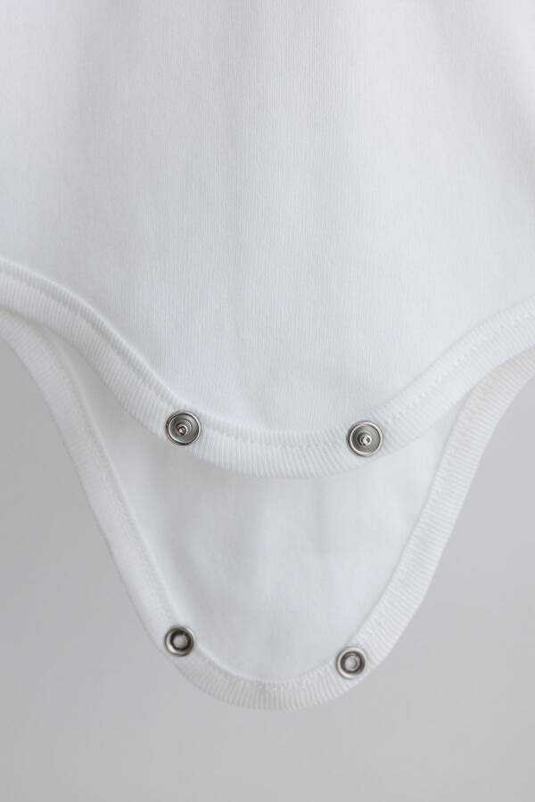 100% Cotton Combed 5-Pack Off-White Short Sleeve Baby Bodysuit - 4