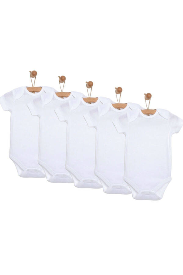 100% Cotton Combed 5-Pack Off-White Short Sleeve Baby Bodysuit - 5