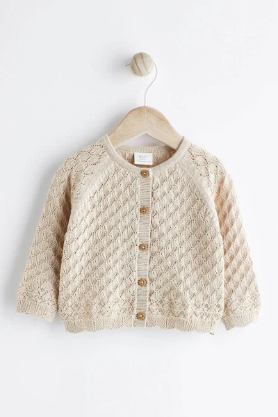 100% Cotton Cream Knit Baby Cardigan - NEXT BABY