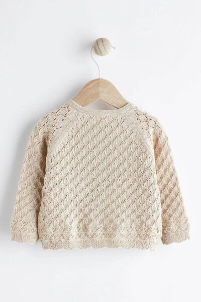 100% Cotton Cream Knit Baby Cardigan - NEXT BABY (1)