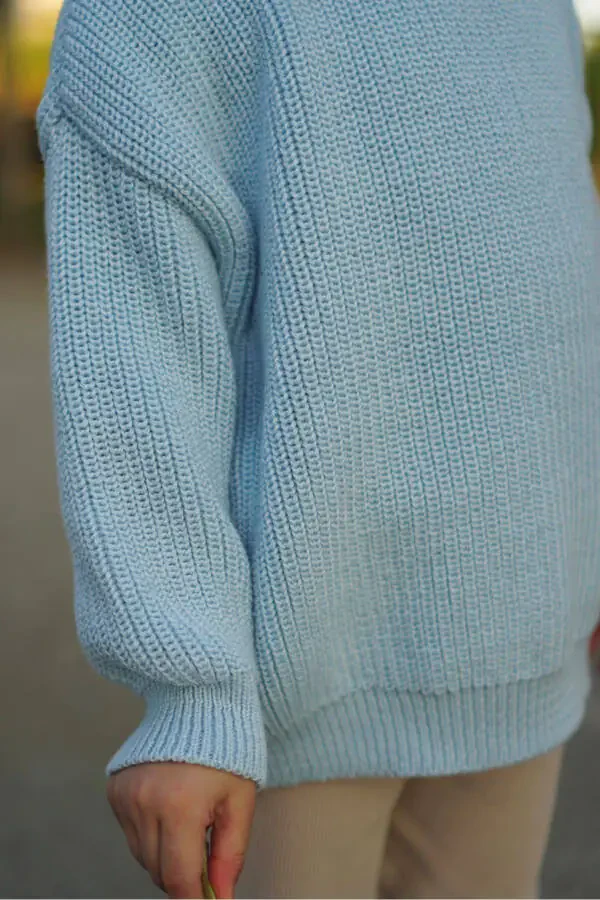 100% Cotton Crew Neck Kids Selanik Knitted Sweater - 4