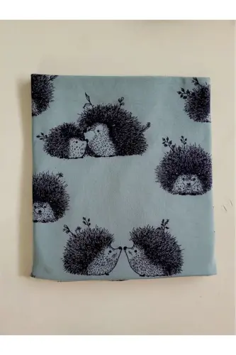 %100 Cotton Double Layer Jersey Baby/Newborn Swaddle Blanket 75x90 Cm/hedgehog-KHAKI - PAMUK HANIM (1)