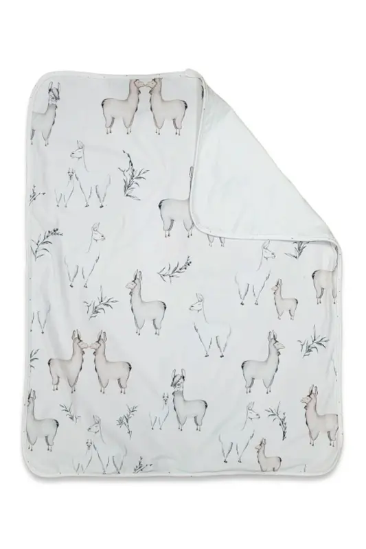 100% Cotton Double Layer Jersey Girl-Boy Newborn/Baby Swaddle Blanket 75x90cm Ecru/Llama-WHITE - 4
