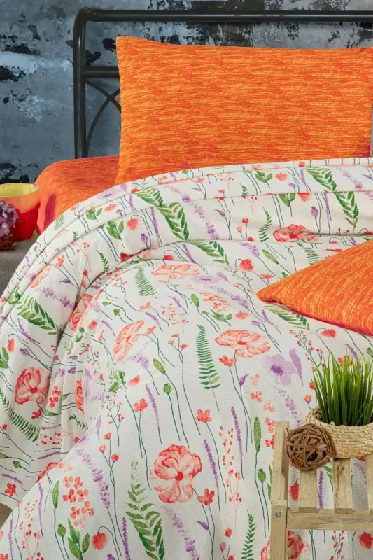 100% Cotton Double Size Bedspread Printed Pique - Spring (8 DIFFERENT PATTERNS)-Spring - 2